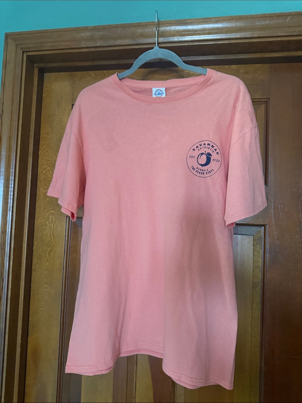 Delta Peach Short Sleeve Tee with Chest Logo